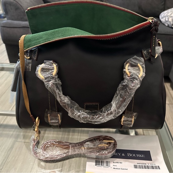 Dooney & Bourke Large Florentine Satchel Navy - Picture 7 of 9